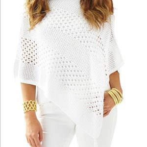 Lilly Pulitzer Lissy Wrap Poncho Top White NWT OS